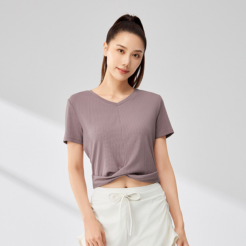 361运动短袖女款2026夏季透气新款上衣纯色健身速干衣V领短款T恤