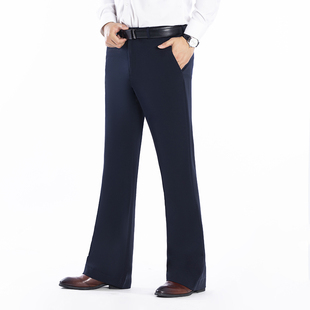 高端新品男士垂感抗皱喇叭裤男商务休闲直筒裤英伦百搭时尚阔腿裤