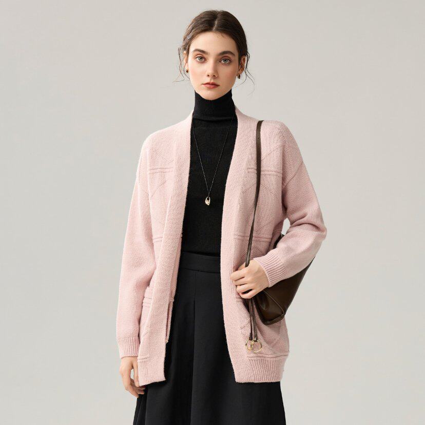 【100%绵羊毛】慵懒风羊毛开衫女宽松针织外套温柔风毛衣