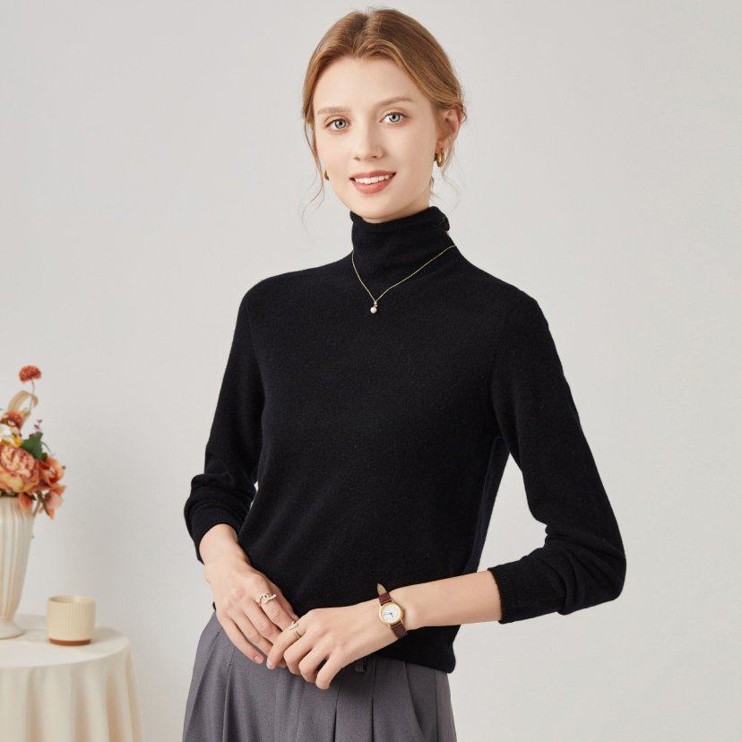 【100%绵羊毛】高领简约风纯色女羊毛衫保暖套头打底针织衫毛衣