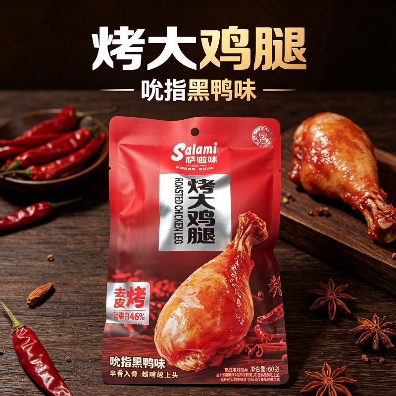 萨啦咪烤大鸡腿黑鸭味即食休闲零食办公室追剧美味小吃鸡腿