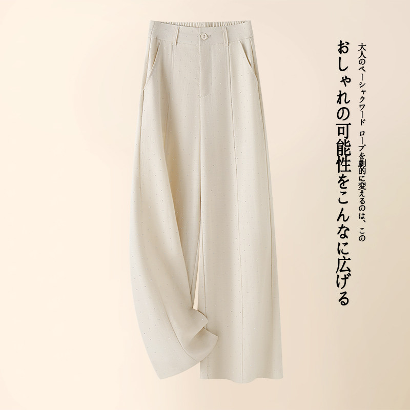 天丝棉烫钻显瘦阔腿裤夏薄款