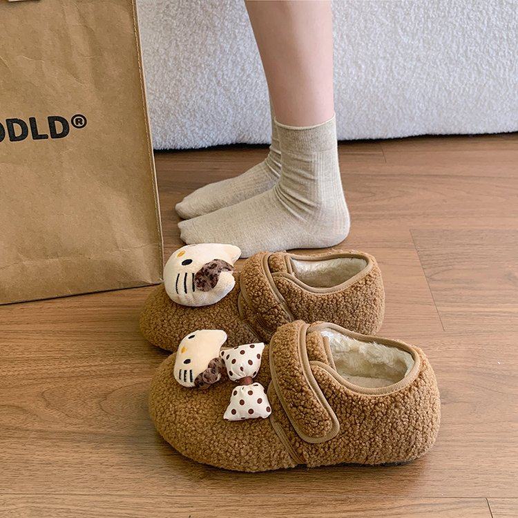 冬季新款KT猫卡通毛毛鞋女保暖2025居家舒适棉鞋魔术贴懒人鞋蝴蝶,女鞋,深口单鞋,淘宝优惠券,粉丝福利购,淘宝优惠卷