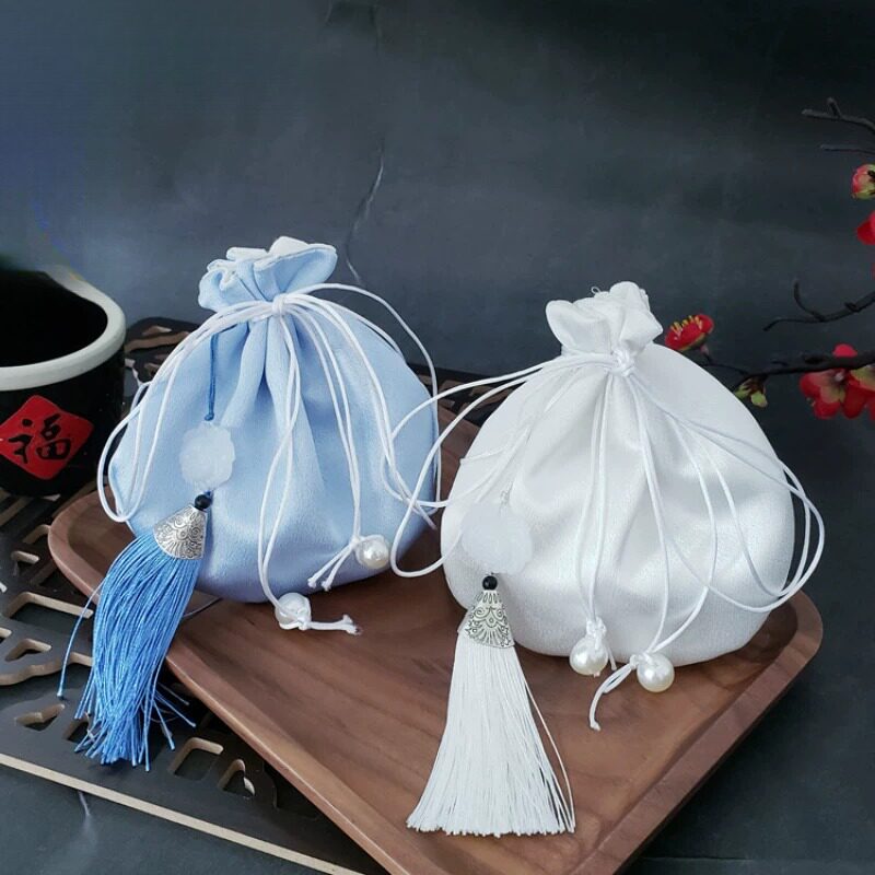 文艺迷你古风荷包中国结流苏锦缎小香包挂件香袋汉服配饰锦囊空袋