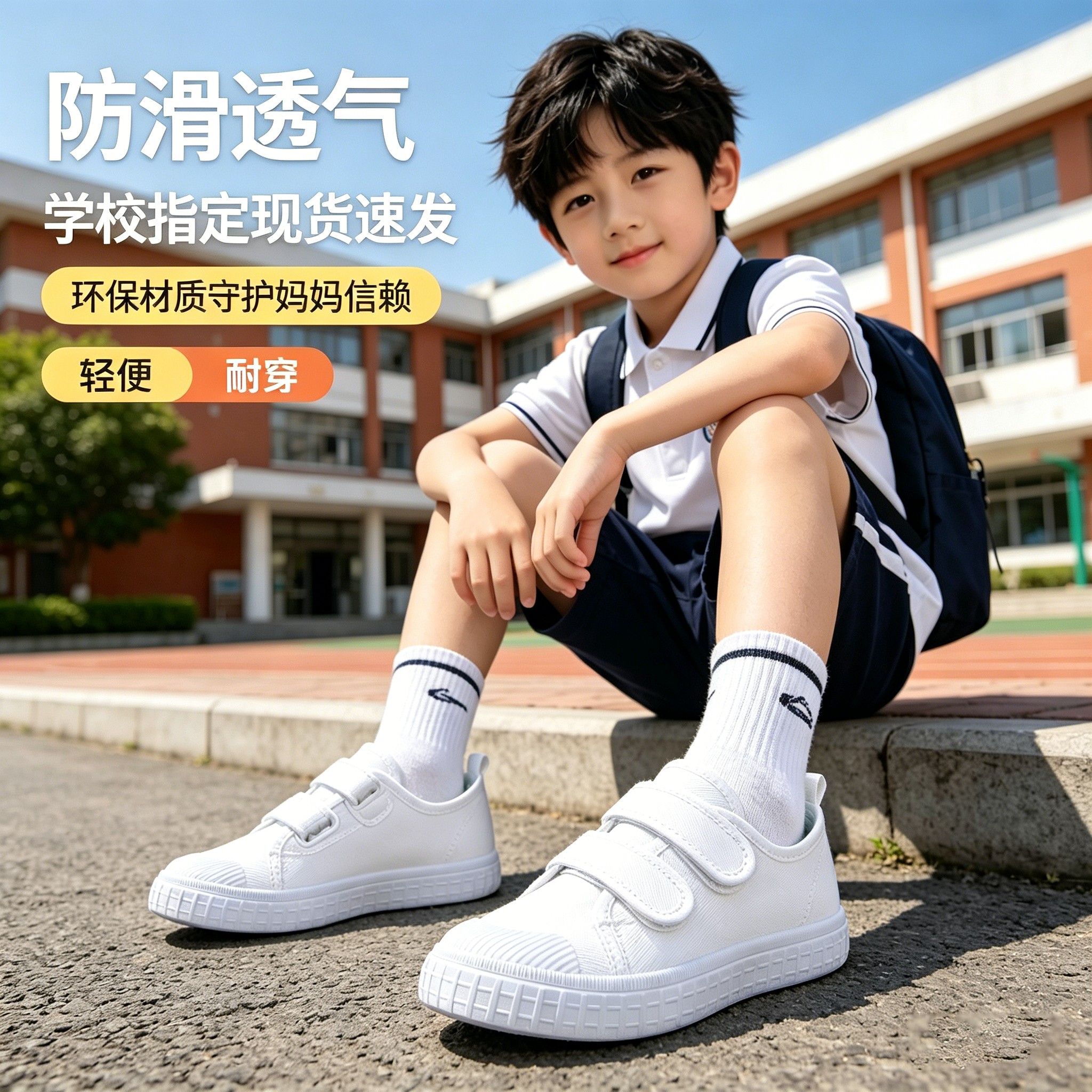 儿童小白鞋幼儿园轻便室内鞋夏季小学生白色运动鞋男女童表演鞋子