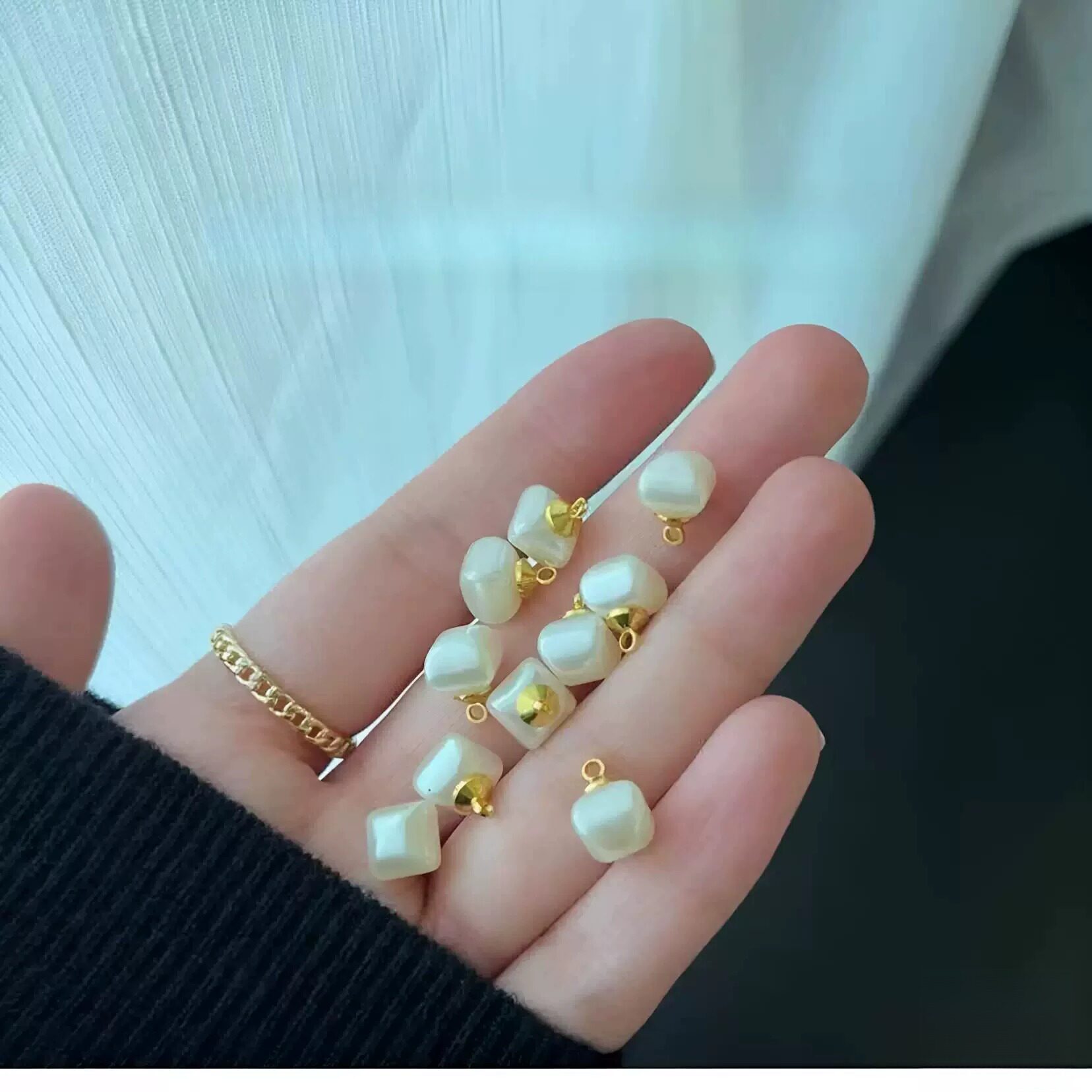 珍珠衬衫小纽扣方形白色雪纺上衣裙子开衫旗袍装饰扣子时尚外套扣