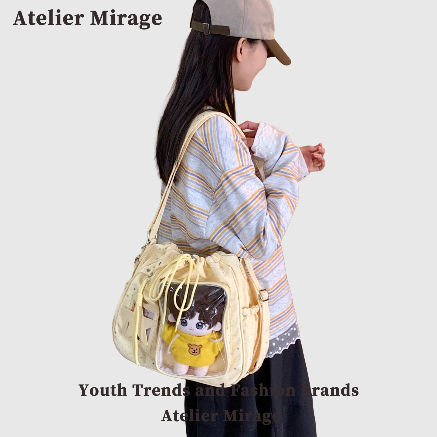 Atelier Mirage2026新款学生娃大容量追星百搭通勤斜挎抽绳痛包