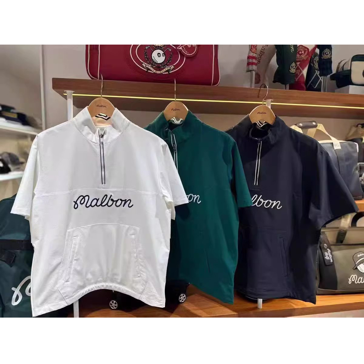 高尔夫球服25春夏男标志半拉链立领短袖套头衫休闲运动百搭上衣