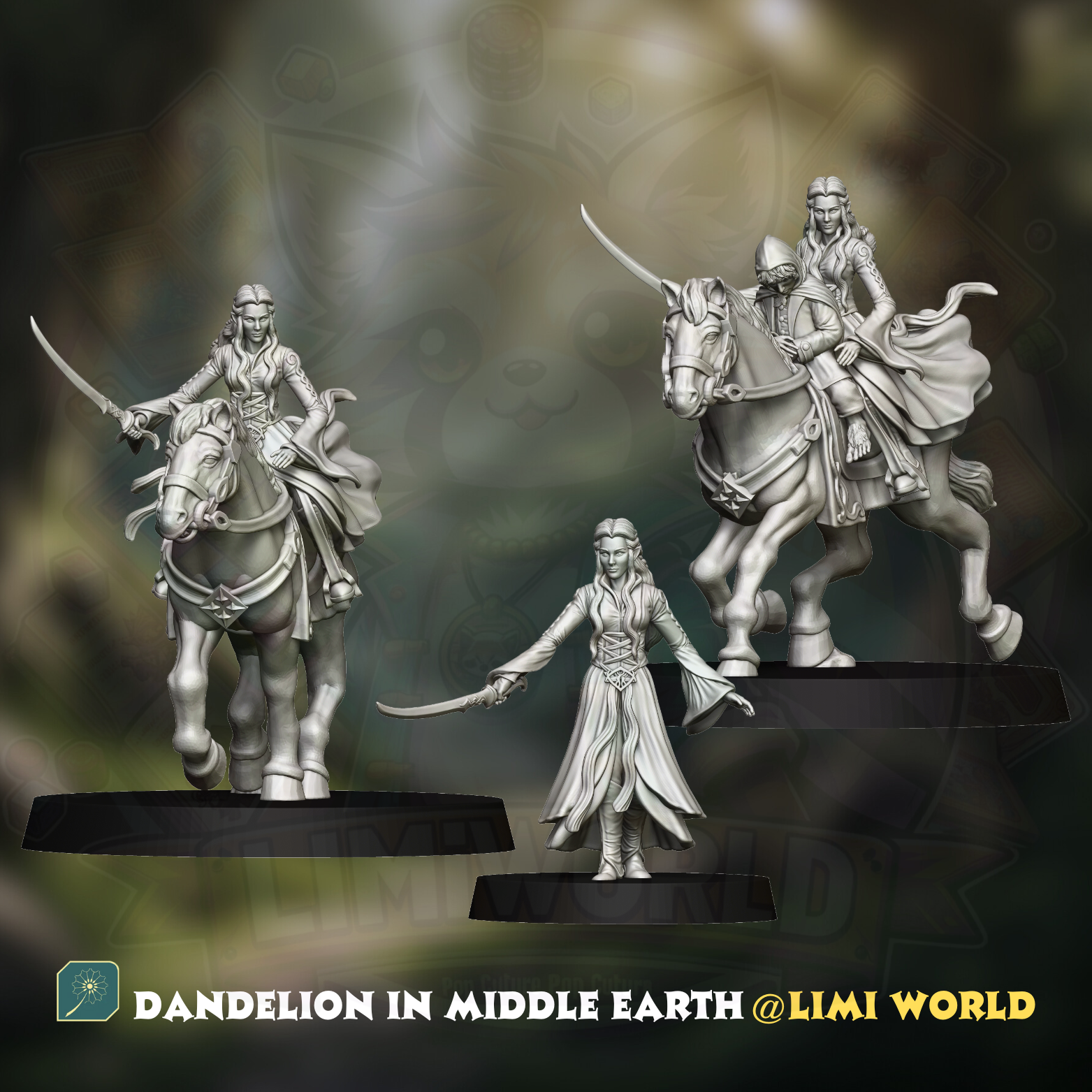 精灵公主 Arwen 带护戒人 第三方魔戒指环王战棋跑团树脂模型