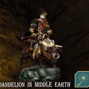 28mm指环王战棋比例 骑战猪与冲锋姿势树脂跑团手办模型 铁足戴恩