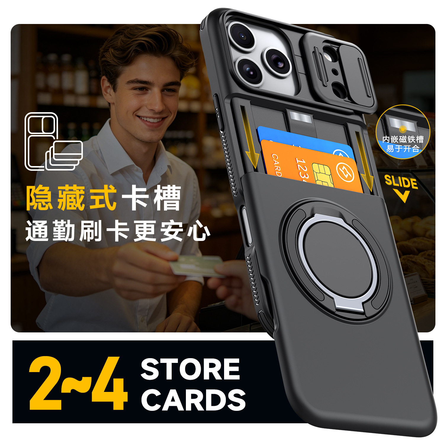 可插卡槽适合用苹果iPhone18Promax手机壳17Pro外壳16推拉窗15摄像头镜头可打开滑盖遮挡13全包保护套14plus