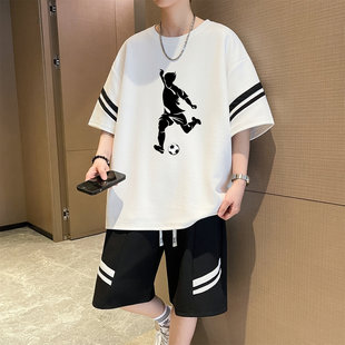 青少年潮流短袖t恤男孩初中学生潮牌半袖大童夏装上衣服运动套装