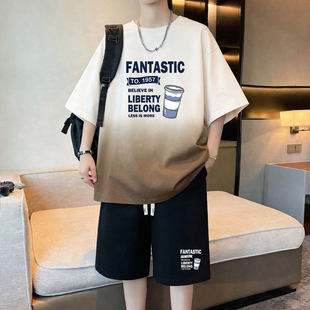 青少年夏季男孩初高中学生纯棉半袖t恤大童夏装短袖短裤运动套装