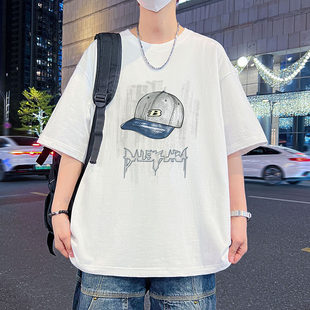 青少年纯棉短袖t恤男孩初高中学生帅气半袖夏装大童宽松上衣服潮