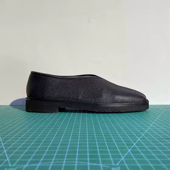 【Nine Elders】L336-1 Men's Flat Monk Shoes Genuine Leather Lychee Pattern Black Brown Leather Midsole Rubber Sole