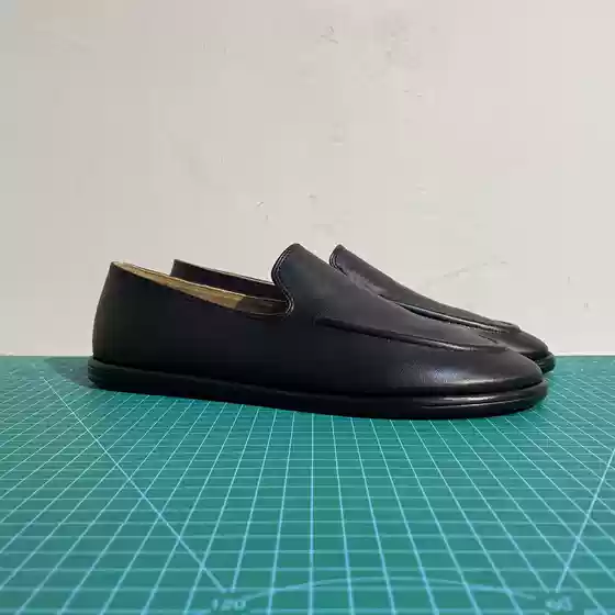 【Nine Elders】Tr62 Flat Black Mixed Sheepskin Loafers Men's Casual Shoes