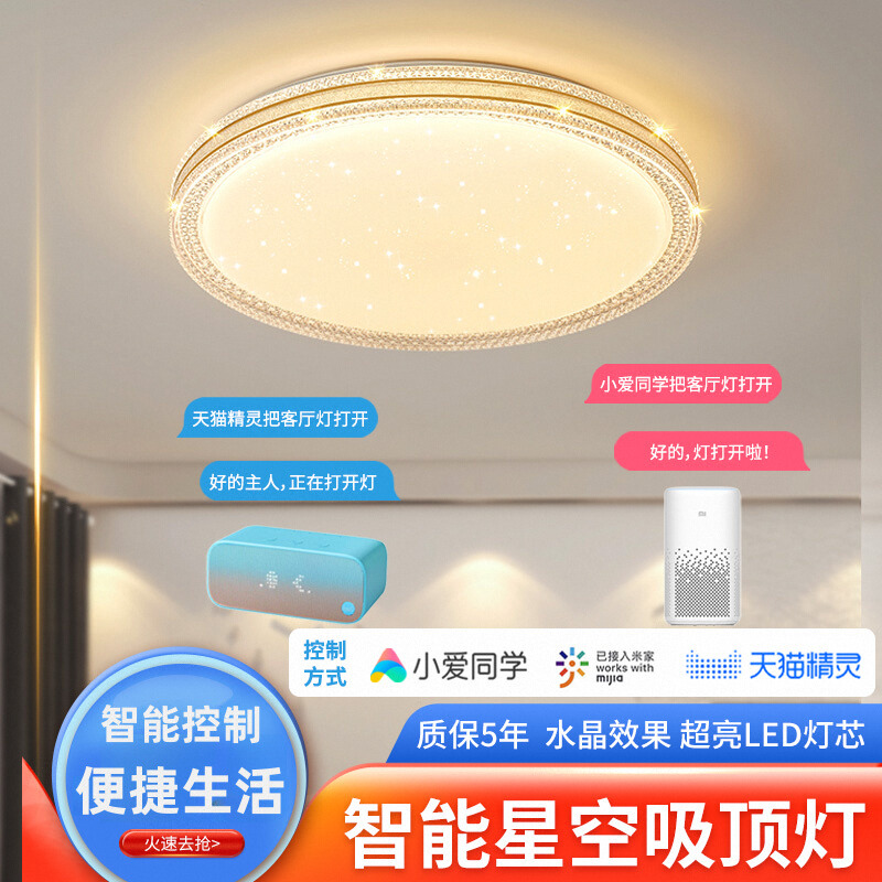 客厅灯简约仿水晶小爱智能卧室灯