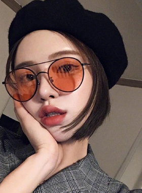 ND 韩国明星同款大框圆形墨镜女潮圆脸网红复古原宿风太阳镜超火