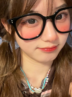 纯欲腮红眼镜女韩版潮素颜神器黑框氛围感渐变眼镜框可配近视度数