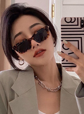 个性小框太阳镜女潮jennie同款豹纹墨镜复古欧美风街拍蹦迪眼镜