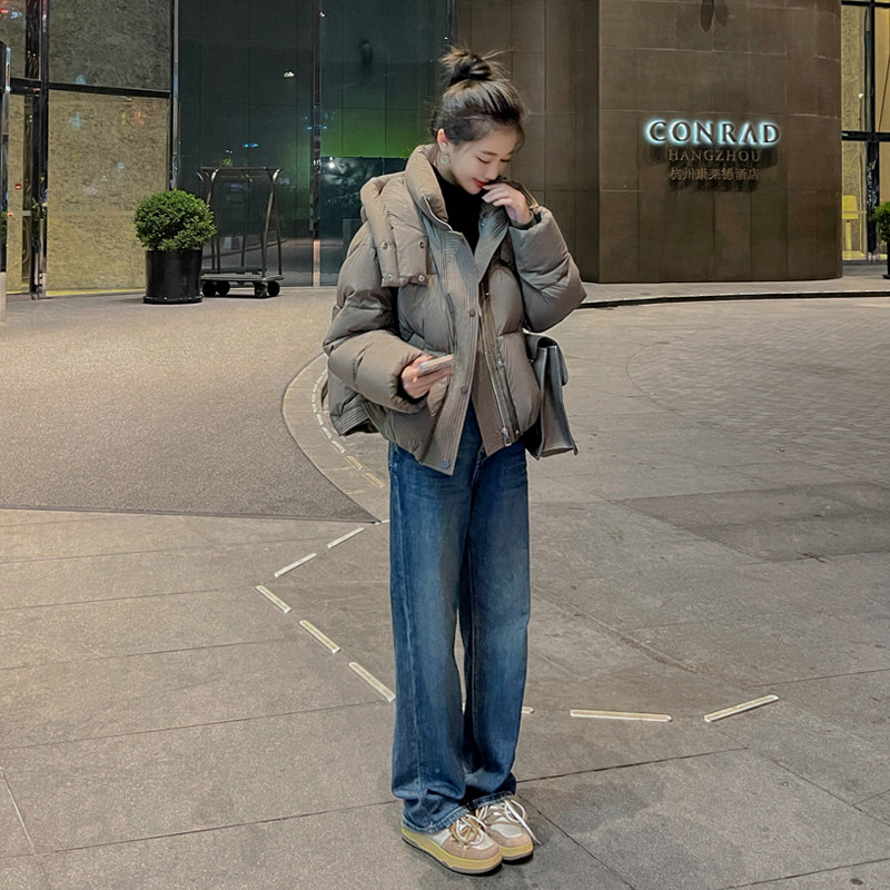 专柜正品轻奢短款羽绒服女冬季新款韩版宽松加厚面包服白鸭绒外套