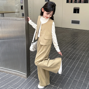 女童春秋款西装马甲三件套洋气2024新款潮流儿童女孩套装时髦潮