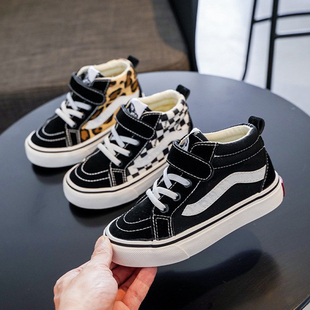 儿童高帮帆布鞋 宝宝鞋 2025新款 女童休闲鞋 潮 春秋男童板鞋 中小童鞋