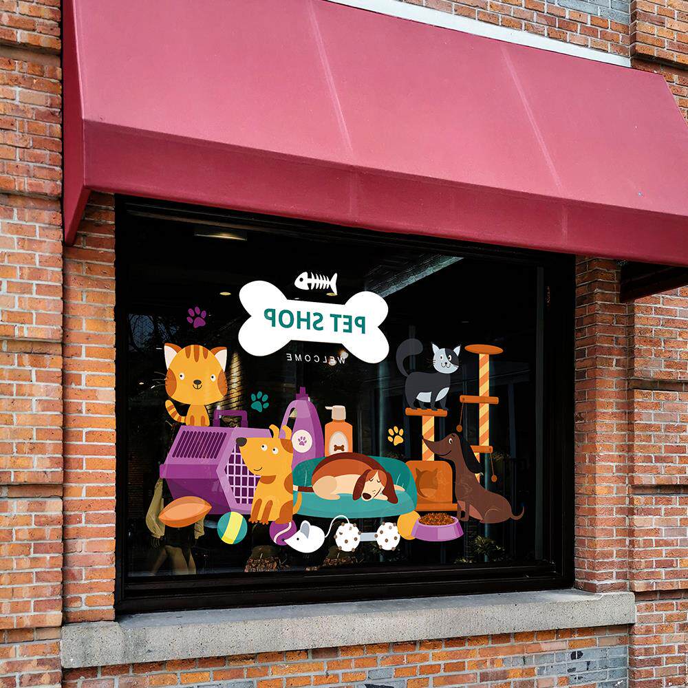 宠物美容店玻璃贴纸橱窗装饰广告门贴