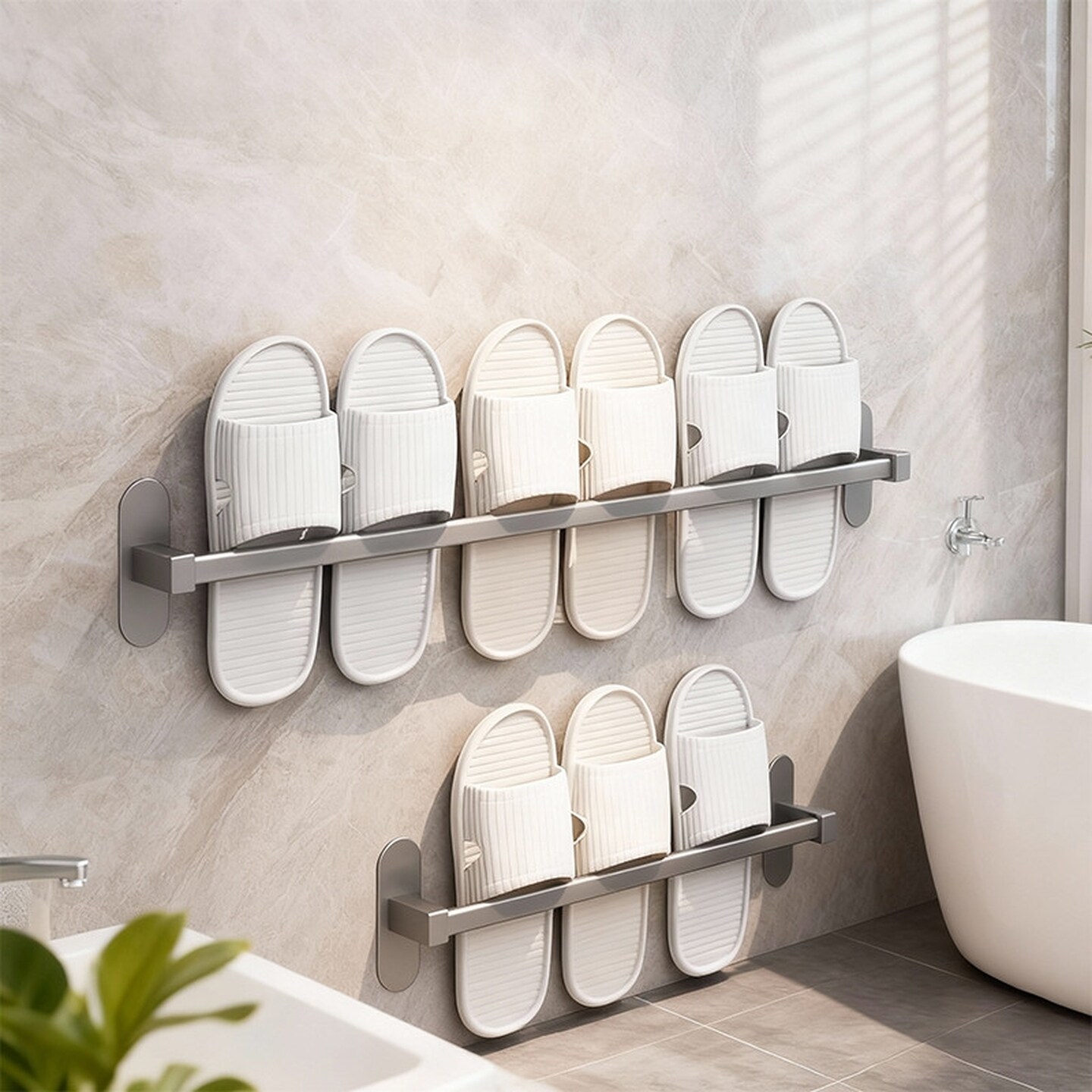 浴室拖鞋架子免打孔卫生间置物架鞋子收纳太空铝墙上壁挂沥水挂架