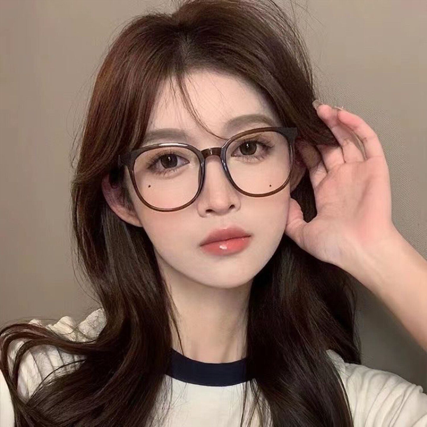 超轻防蓝光眼镜女可配近视度数冷茶色素颜神器大框显脸小眼睛镜架