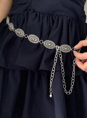 衣服腰链子配饰腰带女士复古小众民族风雕花装饰百搭高级感连衣裙