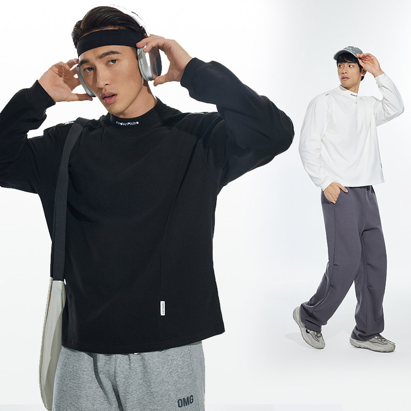 OMG运动 【小高领绒衫】冬季印花加绒长袖t恤内搭打底衫加绒加厚