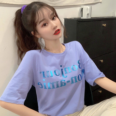 Real shooting summer new Korean versatile short sleeve T-shirt women's print letters