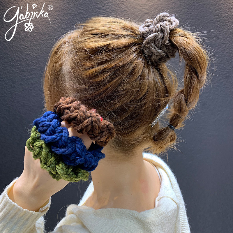 韩国东大门人气同款编织毛线头绳女 ins网红扎头发圈气质手链发绳