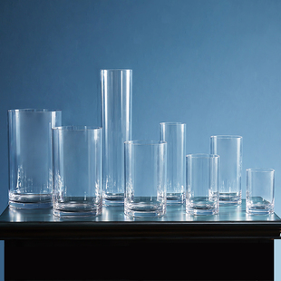 透明防摔圆柱富贵竹花瓶直身防爆塑料不易碎超大加厚高款落地插花