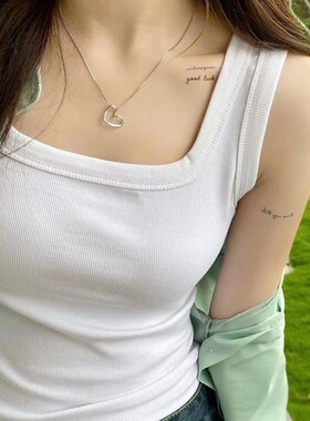 方领纯棉白色吊带背心女内搭2025新款春夏秋美背黑色螺纹打底外穿