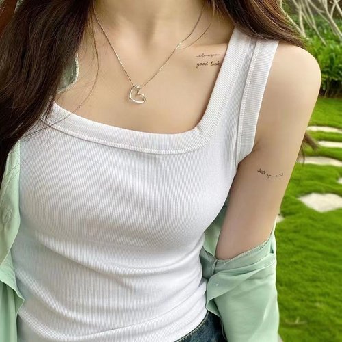 方领纯棉白色吊带背心女内搭新款