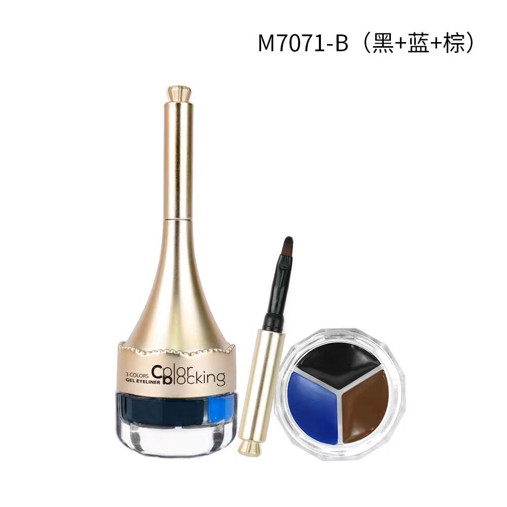 一盒三色多彩眼线膏体细腻好上色蓝色黑色咖色粗细防水防汗防晕染