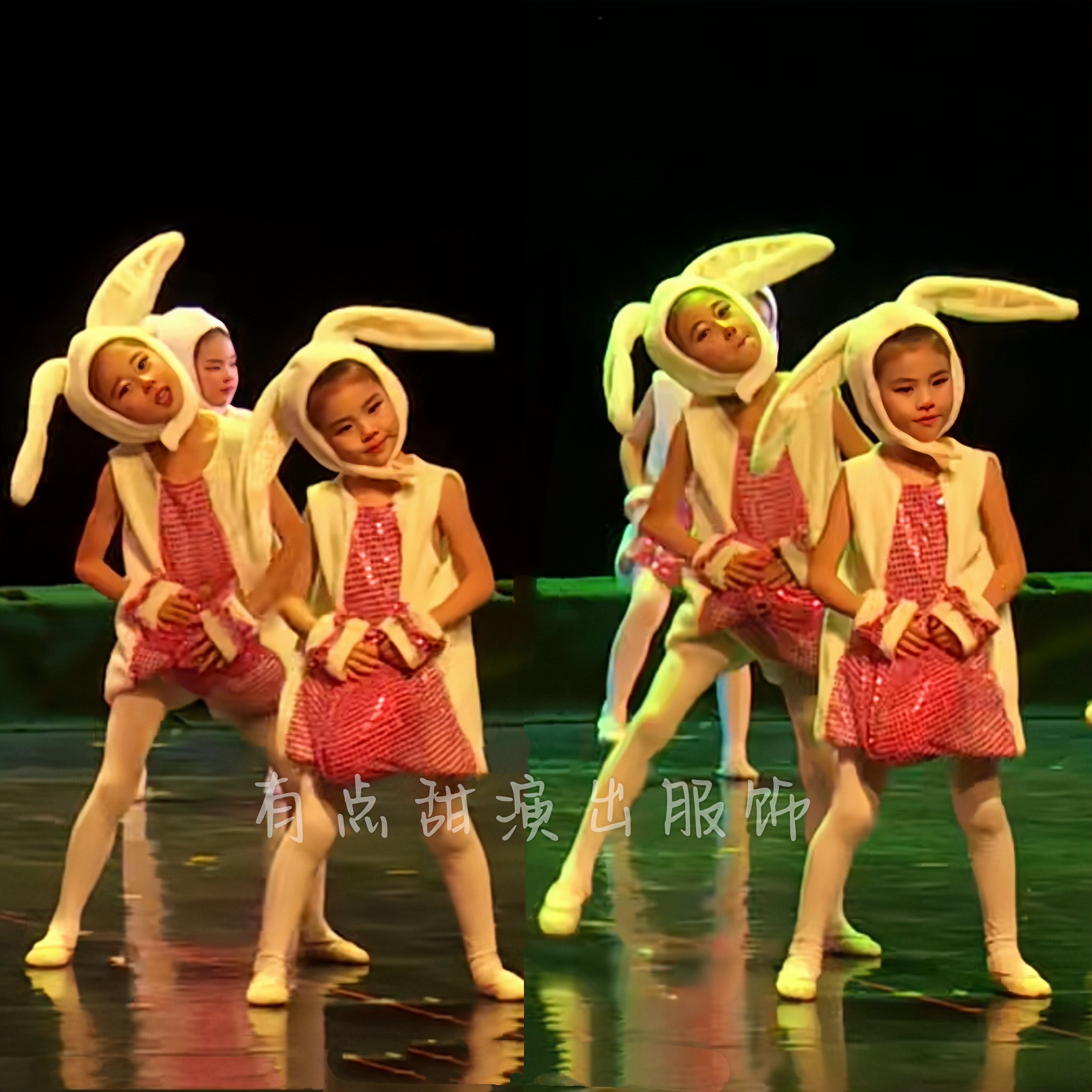 新款元旦儿童兔子演出服可爱兔宝宝舞蹈表演服幼儿迎新春园福兔贺