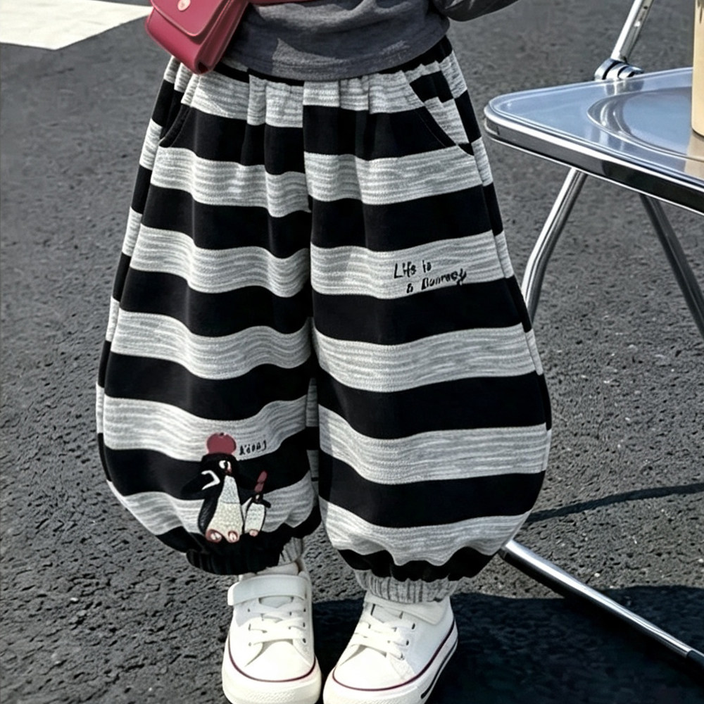 女童裤子2026新款春秋男童宽松哈伦裤女孩韩版洋气潮酷休闲裤外穿