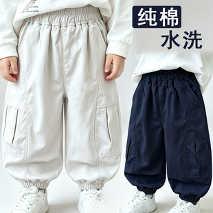 儿童工装裤春秋款纯棉男童裤子女童2026新款潮洋气宝宝休闲束脚裤