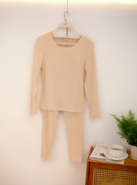 都市丽人轻羽绒女士秋衣LWH1F3圆领双面磨毛保暖内衣套装无骨睡衣