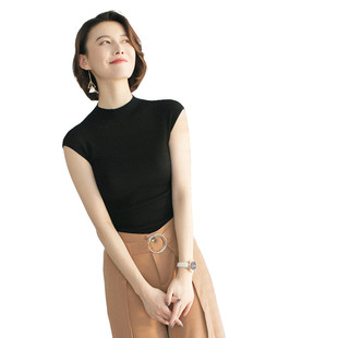 美丽诺纯羊毛美女款式2024新款薄款打底衫小背心内搭上衣高级感