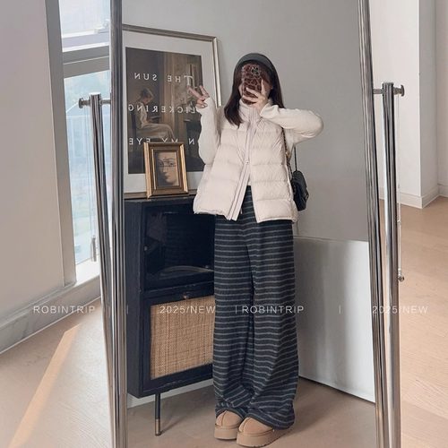 知更鸟昂酱高腰显瘦加绒阔腿裤