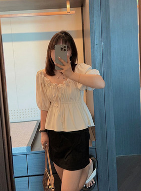 小衫知更鸟自制泡泡袖百搭系带