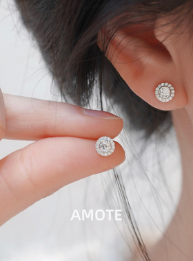 AMOTE《月光宝盒》精致优雅圆圈耳钉S925银耳环通勤百搭圆形耳饰