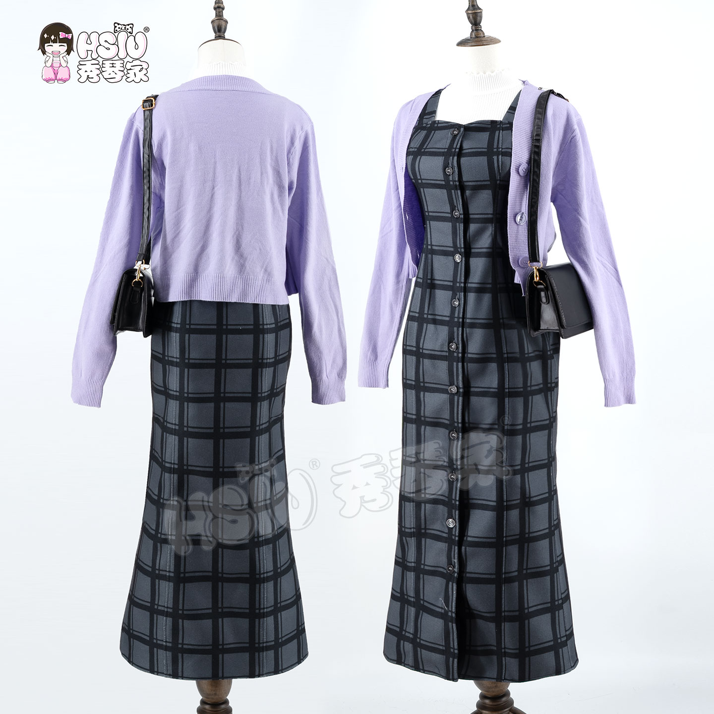 秀琴家 朝比奈真冬cos服 超会议 毛呢格子裙 PJSK 世界计划25时