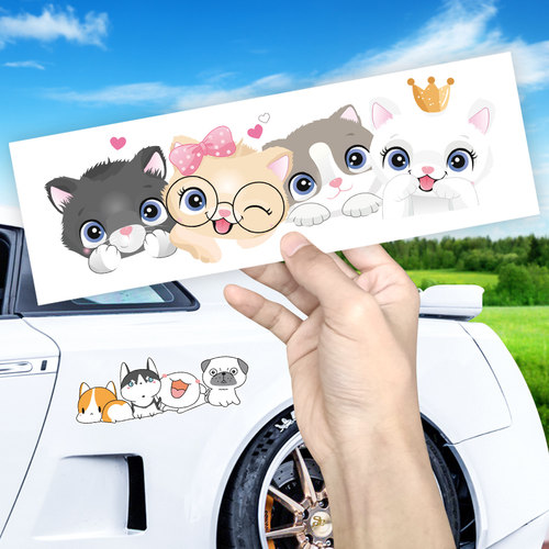 可爱卡通装饰贴猫咪汽车创意电动