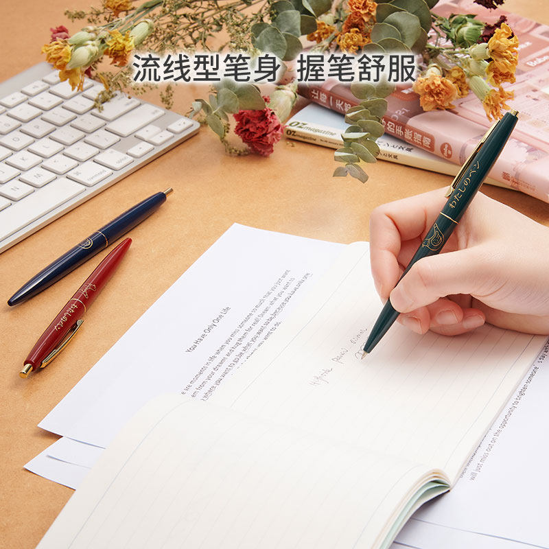 일본 HIGHTIDE NEW RETRO 레트로 클래식 비둘기 플루트 볼펜 사무용 페인팅 오일 펜 서명 쓰기 0.5MM 속건성 부드러운 쓰기 학생 문구