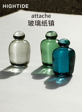日本HIGHTIDE attache 手工制再生玻璃纸镇 压书压宣纸书房摆件回收瓶制作环保摆件装饰品工艺品减压网红纸镇